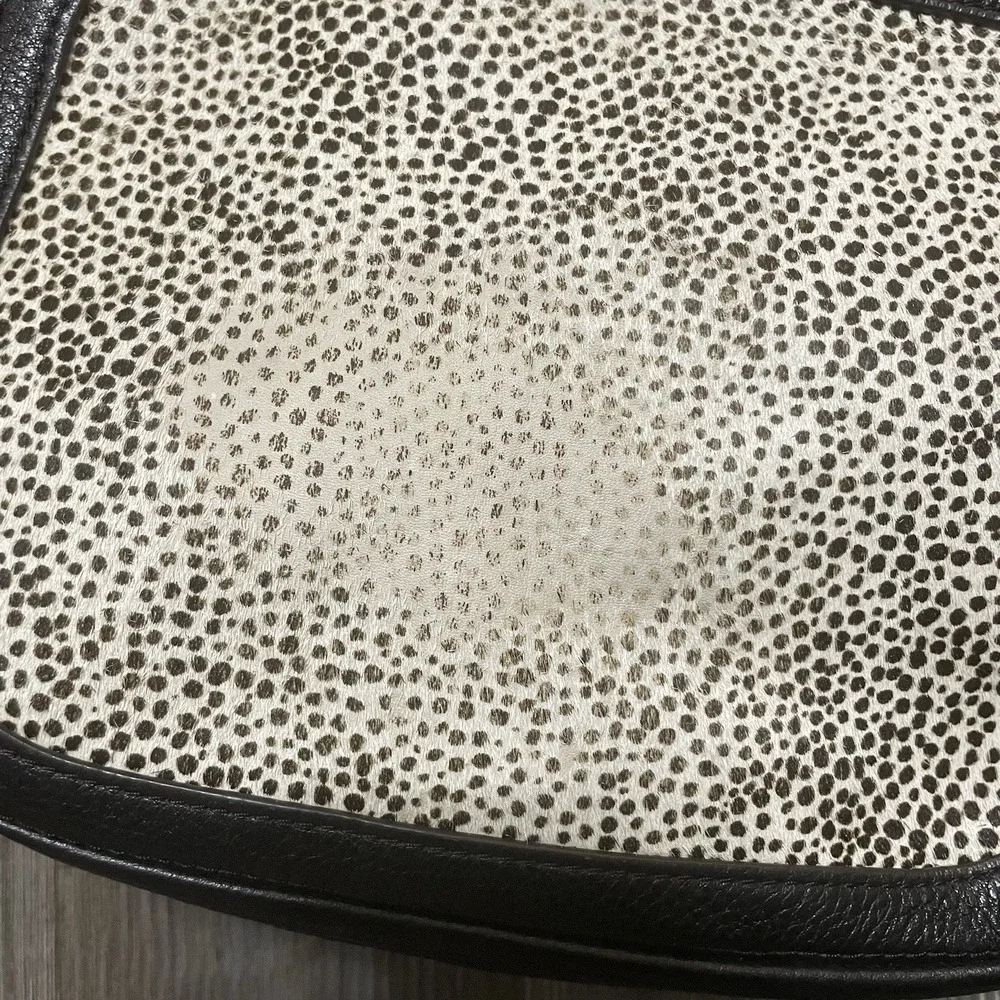 FOSSIL Elle Cheetah Camera‎ Crossbody Bag Cowhide Calf Hair Leather Monogram